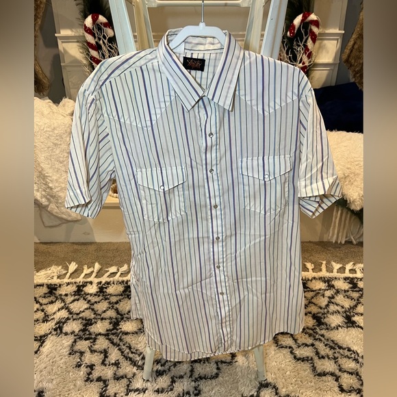 Vintage Men’s Team Tex Western Pearl Snap Short Sleeve Button Shirt XL Slim - Picture 1 of 9